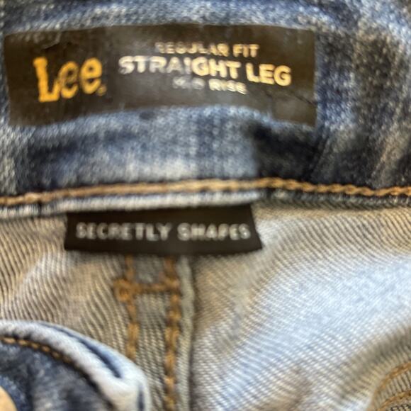 Lee Women's Jeans 14 Med Straight Leg Regular Fit Mid Rise Blue Stretch Denim - Picture 8 of 12
